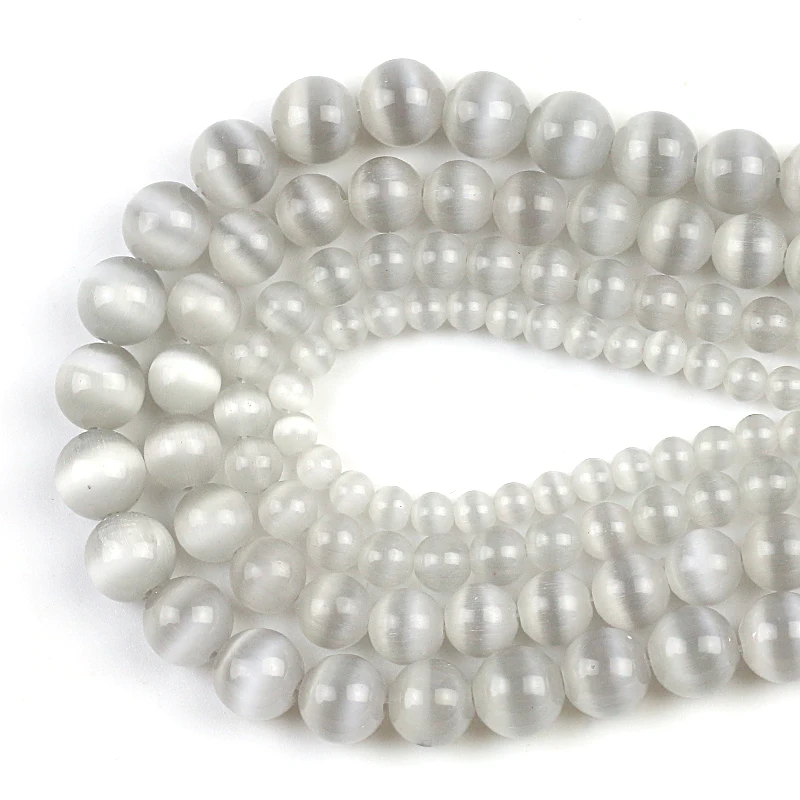 Picture 6: New Stylish Natural Grey Cat-eye Stone Round Beads for DIY Jewelry Making Bracelet Necklaces 4/6/8/10/12mm