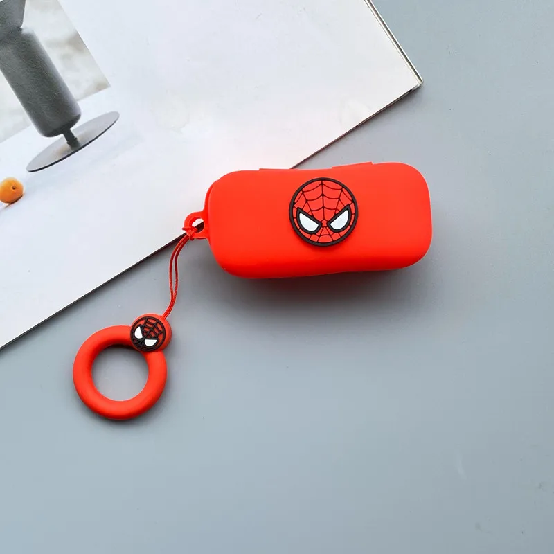 Desenhos animados Marvel fone de ouvido com anel cordão, fone de ouvido sem fio Bluetooth para QCY T5, silicone