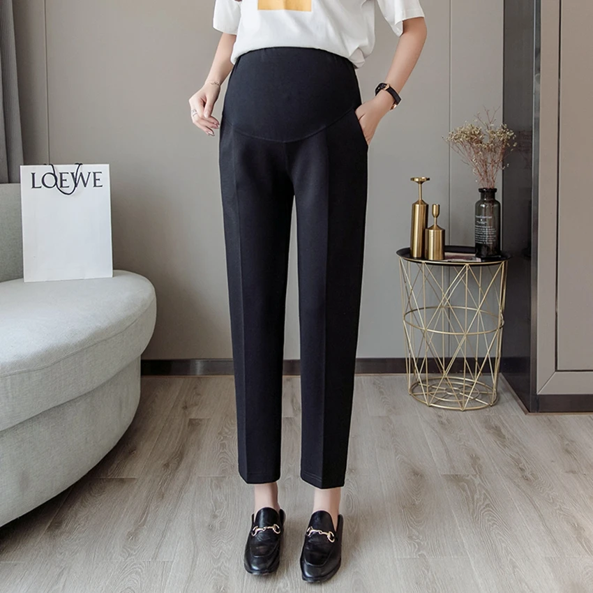 Maternity trousers spring and autumn thin trousers wear nine-point pants loose casual bottoming harem pregnant pants