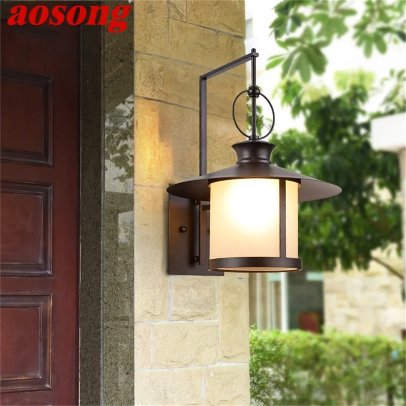 

AOSONG Outdoor Wall Lamp Classical Retro Sconces Light Waterproof IP65 Home LED For Porch Villa