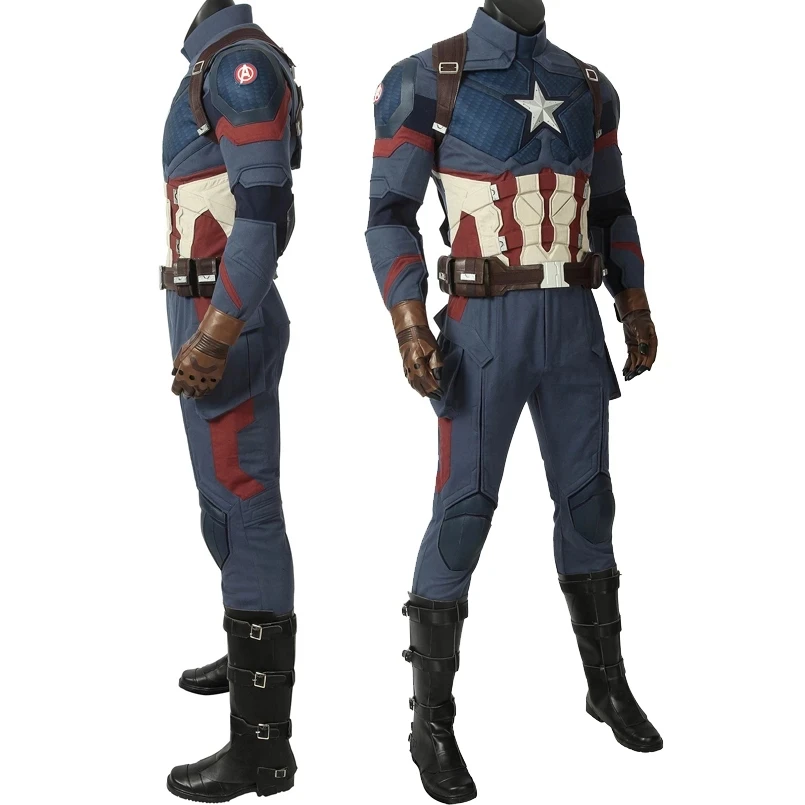 Captain Steven Rogers Cosplay Costume Adult Superhero Battle Uniform Costume Halloween Carnival Suits With Boots