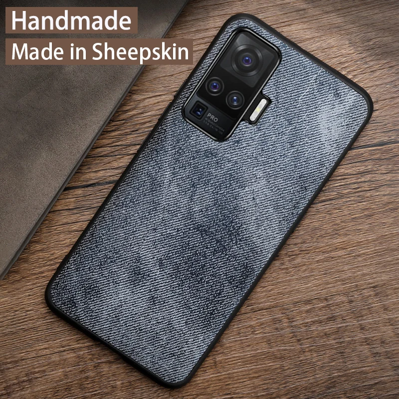 Genuine Leather Phone Case For VIVO X70 X60 Pro Plus X30 X27 Nex 3 iQOO 8 Luxury Natural Sheep Skin Back Cover Funda Capa