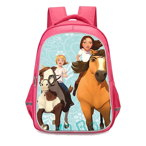 Imagen 2 del producto Mochila Escolar informal con estampado de Spirit Riding para niñas, bolsa Escolar para adolescentes, mochilas impermeables de nailon para niñas