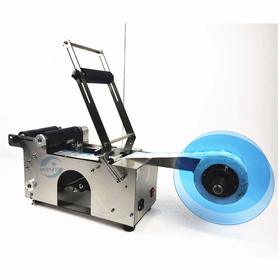 Aplikator Stiker Label Pembotolan Gel Kaca PET Mesin Pelabelan Perekat Botol Bundar Semi-otomatis dengan Bodi Tahan Karat