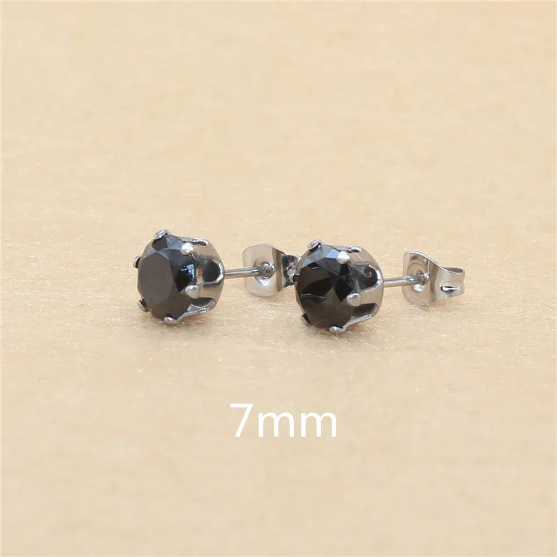 Edelstahl mit AAA-runden, schwarzen Zirkonia-Steinen, Ohrringe für Damen und Herren, vergoldet, hypoallergen, hochwertiger Schmuck. – Detail 21