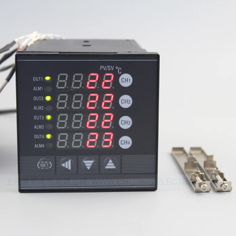 Multifuncion 4 channels digital temperature controller with 4 alarm multi points 4 ways thermostat can connect with 4 sensors