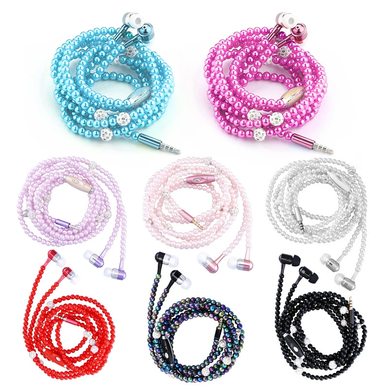 Wired Pearl Necklace Headset Control Sports Stereo In-ear Earphone 8 Colors Universal Comfortable Volume Headset For Smart Phone