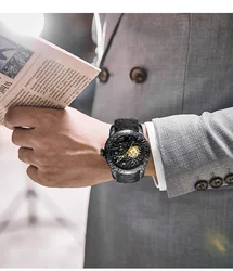 Automatic Mechanical Watch Luxury Black Gold Dragon Sculpture Men Wristwatch Waterproof Male Hip Hop Silicone Clock Reloj Hombre