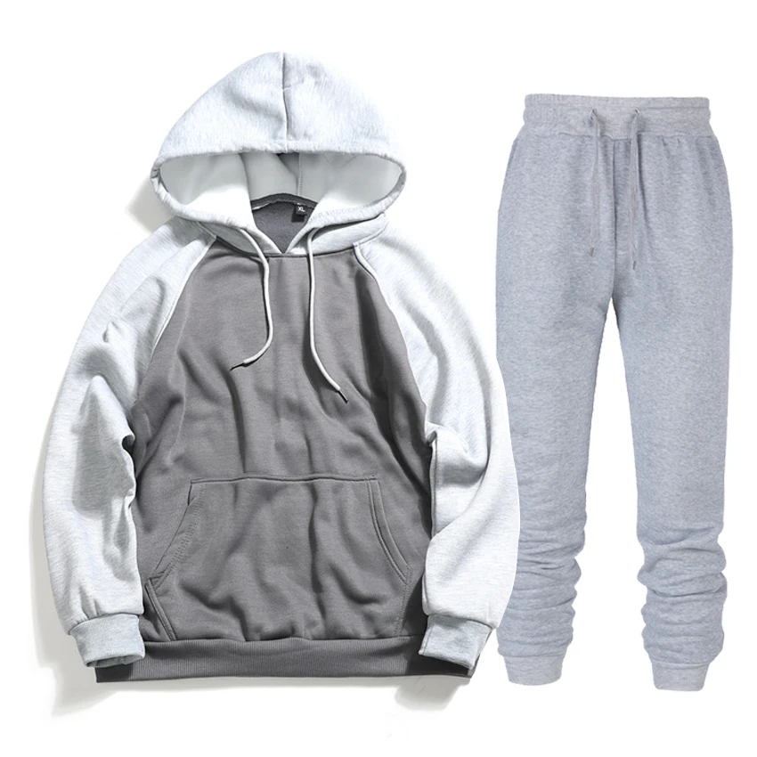 ผู้ชาย Splice ชุด Pullover ชุด Hoodies Outwear Sweatshirt กีฬาฟิตเนส Joggers 2019ฤดูใบไม้ร่วงใหม่ Hooded