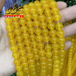 Natural Stone Yellow Jades Beads Round Loose Spacer Beads DIY Bracelets For Jewelry Making Needlework 4 6 8 10 12 mm 15