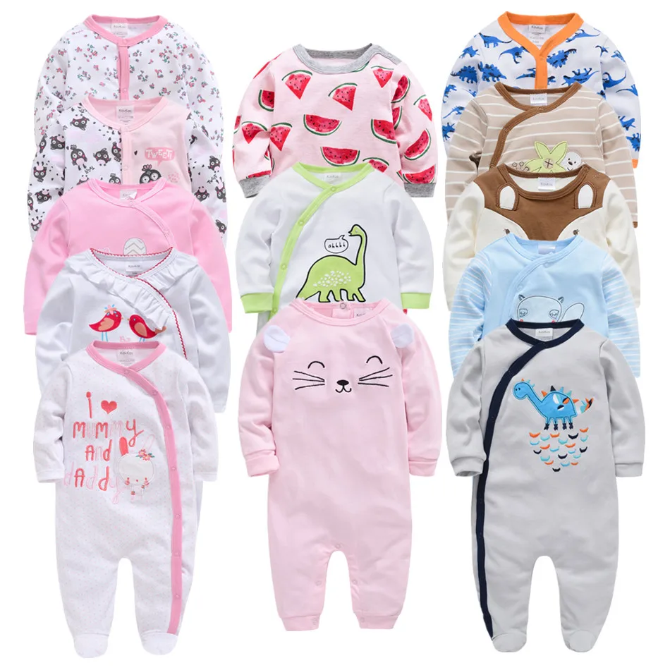 

5pcs 3pcs Newborn Baby Girl Rompers roupa de bebe Newborn Jumpsuit Long Sleeve Cotton Pajamas 0-12Month Overalls Baby Clothes