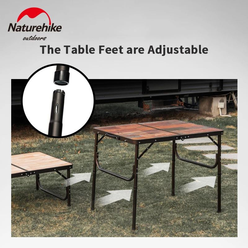 Naturehike Camping Folding Table Aluminum Alloy Waterproof Durable Table Portable Adjustable Height Outdoor BBQ Portable Table