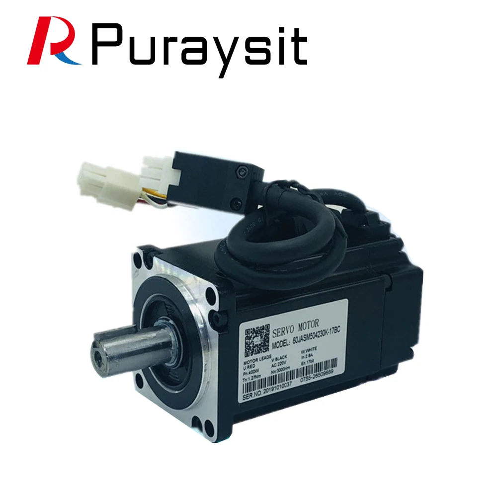 Puraysit Servo Motor Kits 400W JASD4002-20B 60JASM504230K-17BC 60JASM504230K-17BC-SC 1.27NM 3000rpm Dia.14mm with 3M Cable