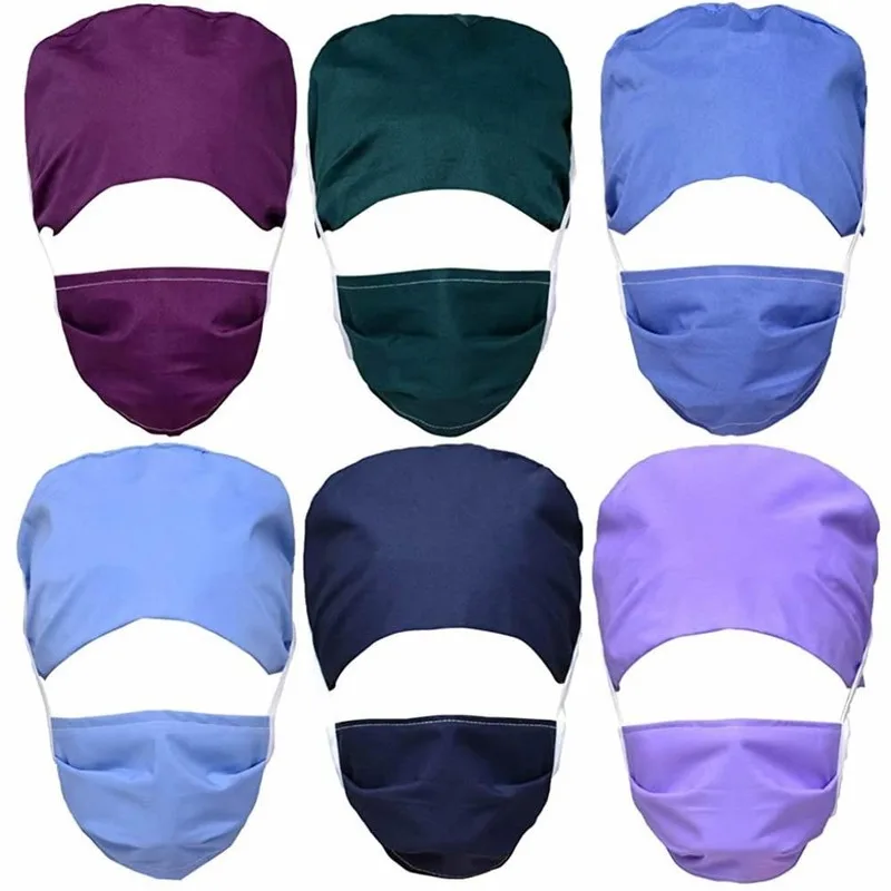 

Unisex Scrub Caps Face Cover Sets Cotton Sweatband Nursing Working Caps Salon Adjustable Bandage Hats Accesorios Para Mascotas