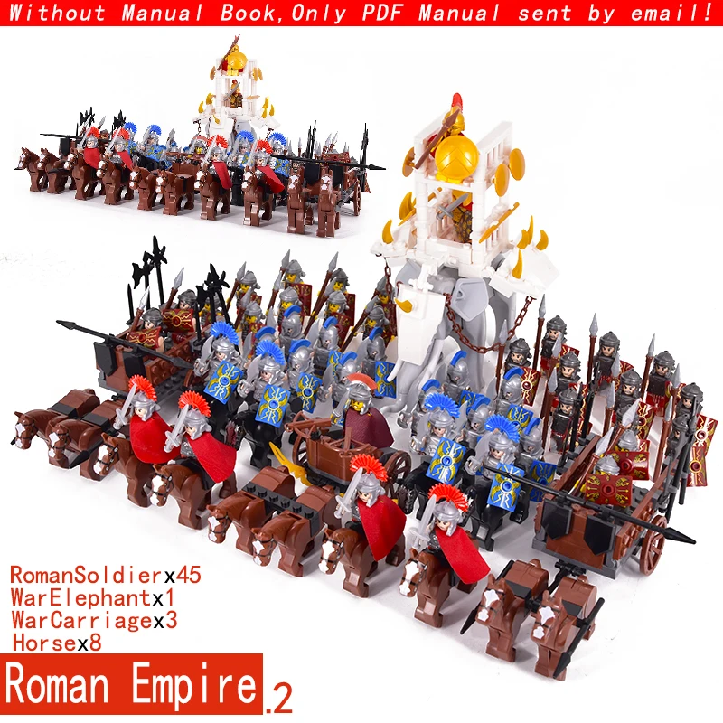 Middle Age Roman Empire Commander War Horse Elephant Medieval Knights Group Castle Animals figures building blocks bricks Toys