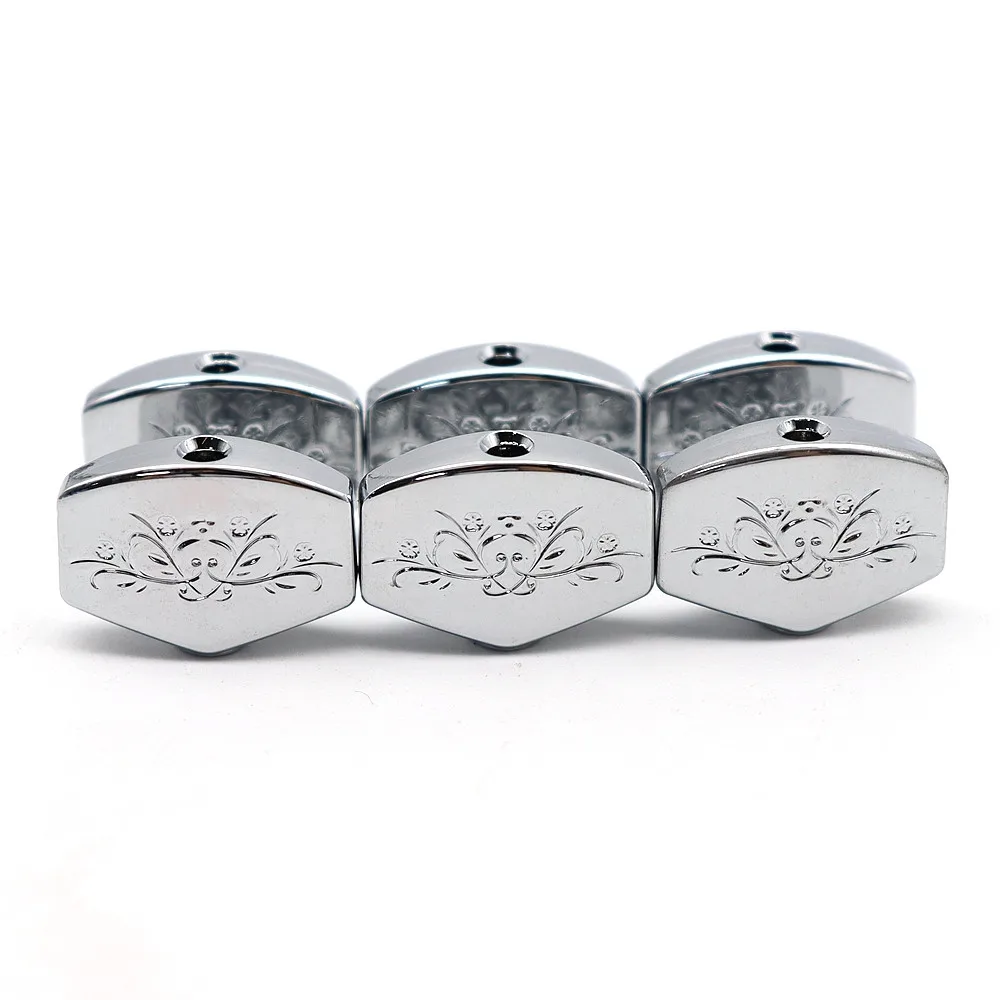6pcs Guitar Tuners Machine Head Buttons Metal Carved Square Button for Electric Guitar