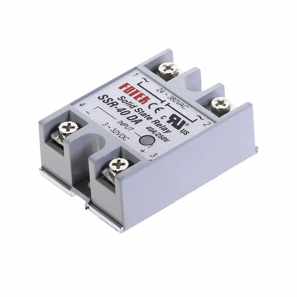 1pcs SSR-40DA 40A Solid State Relay Module 3-32V DC Input 24-380VAC