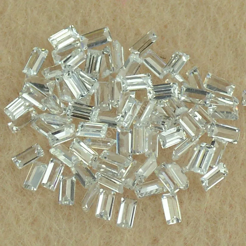 Mix Colour 1x1.5~4X6 White Champagne Pink Loose Synthetic Gems CZ Rectangle Baguette Shape Step Cut Cubic Zirconia Stone For DIY