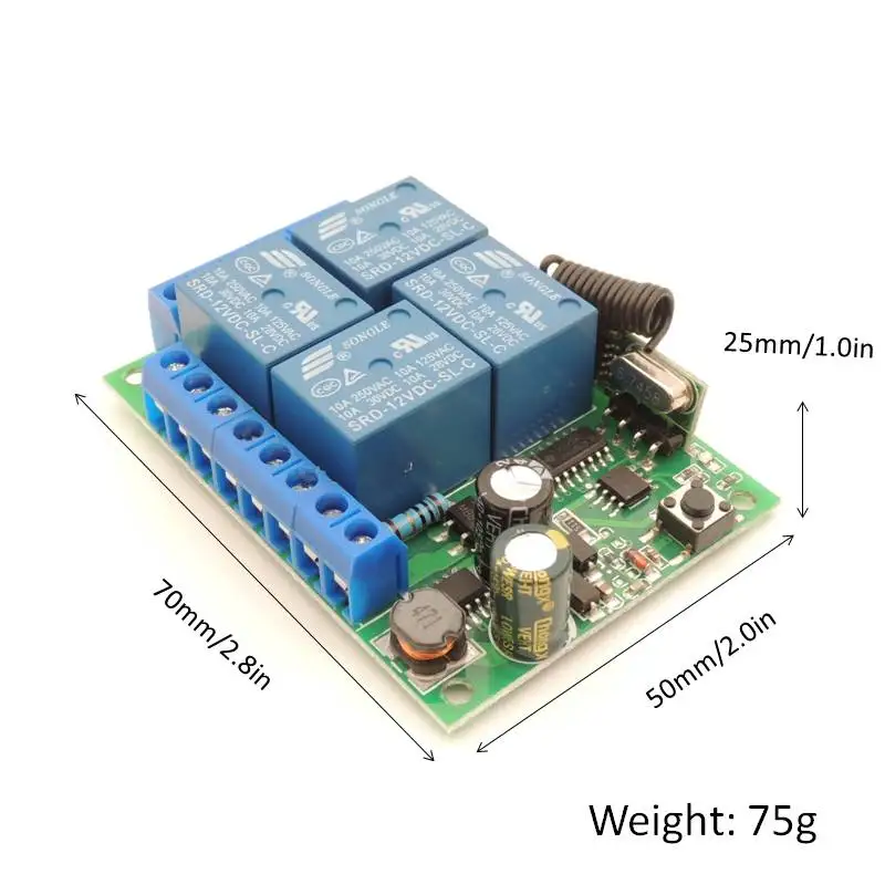 433MHz Universal Remote Control  AC220V 10A 4CH 2200W Rf Relay Receiver 1000m Transmitter and Controller Moudle for Garage/Door