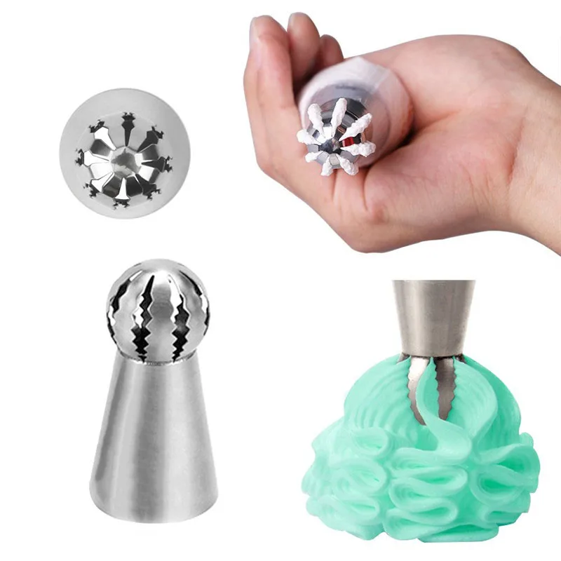 

BCMJHWT #107 Spherical Ball Shape Icing Piping Nozzles Set Pastry Cream Tips Stainless Steel Flower Torch Pastry Tube Decoration