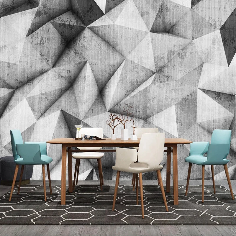 Custom 3D Papel De Parede Wallpaper Modern Geometric Pattern Gray Cement Paper Mural Study Room Bedroom Background Home Decor