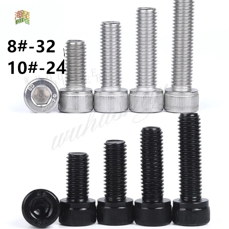 10pcs 8#-32 10#-24  Inch Length 304 Stainless Steel US UNC Coarse Thread Allen Head Screw Cap Hex Hexagon Socket Screw