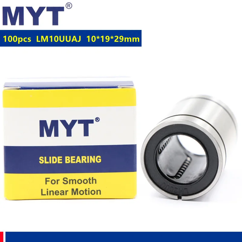 100pcs MYT high precision LM10UUAJ 10x19x29mm Adjustable LM10AJ Linear Ball Bearing Bushing parts for 10mm shaft LM10UU-AJ