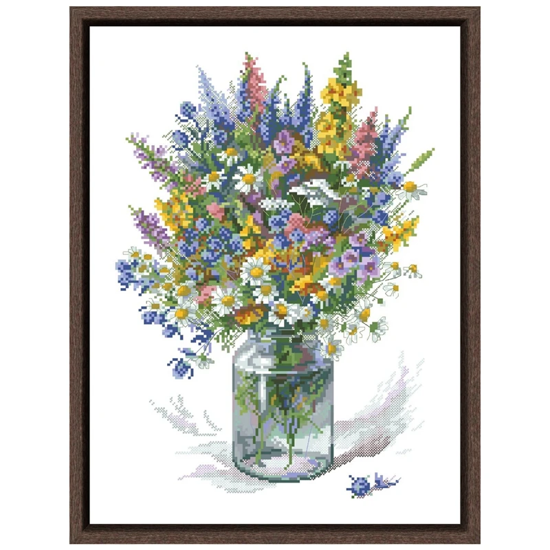 Bouquet with a jaundice cross stitch kits flower pattern design 18ct 14ct 11ct unprint canvas embroidery DIY needlework