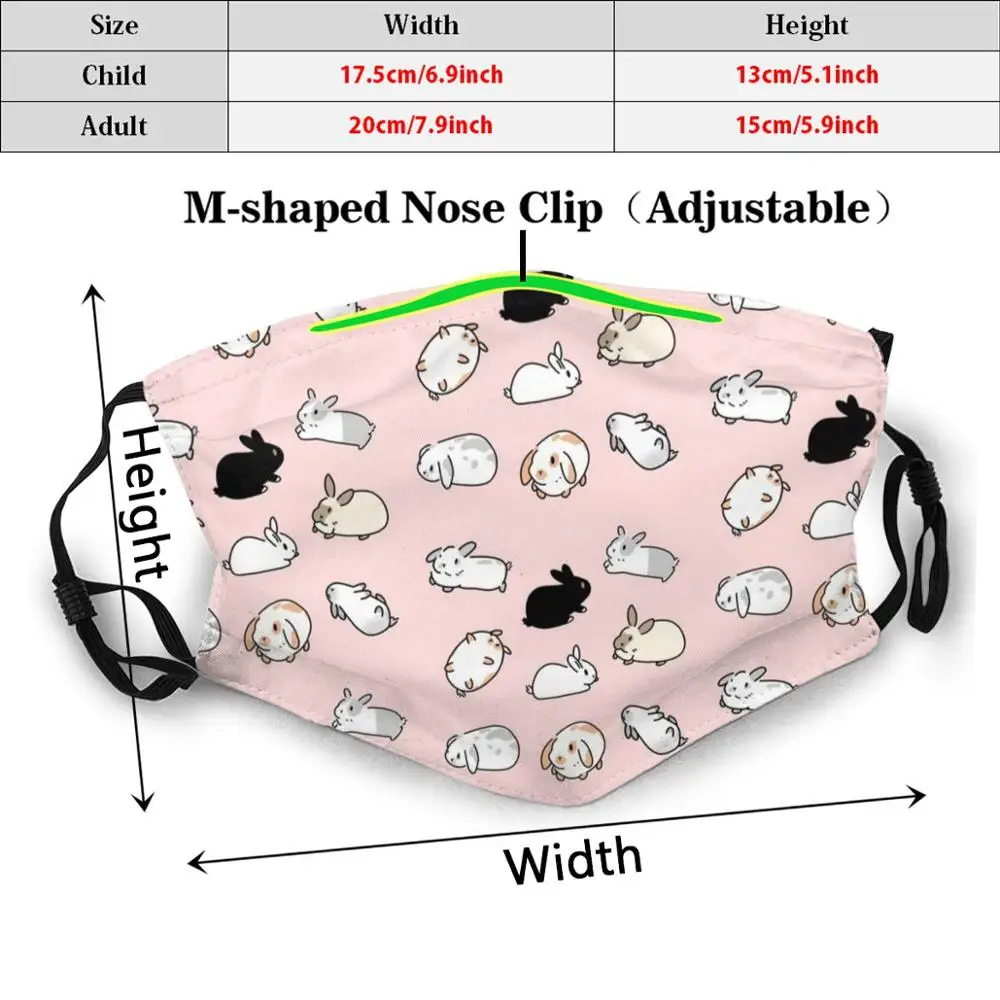 Kelinci Kelinci Lucu Cetak Dapat Digunakan Kembali Pm2.2449 Filter Wajah Topeng Putih Sederhana Mimimalist Kelinci Kelinci Kelinci Kelinci Kawaii