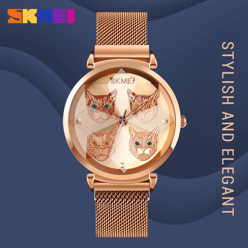 

SKMEI Luxury Quartz Movement Women Watch Fashion Waterproof Wristwatch Mesh Belt Bracelet For Gift Ladie Watch Relogio Feminino