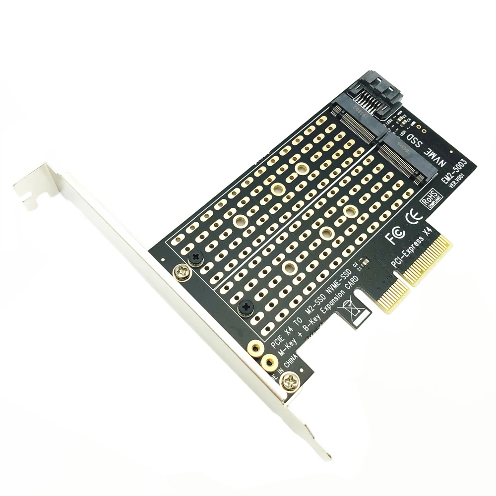 PCI Express PCIE To M2อะแดปเตอร์ NVME SATA M.2 SSD PCIE Adapter NVME/SATA M2 PCI E อะแดปเตอร์ SSD m2 SATA PCI-E Card M + B