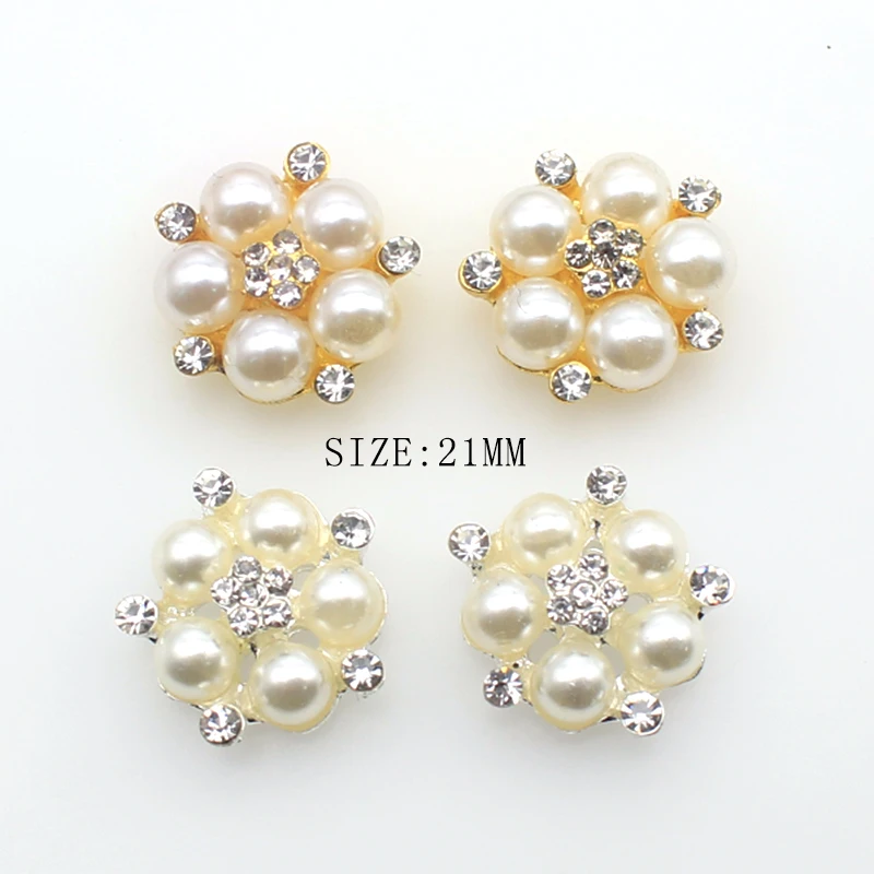 10 pz/lotto lega di perle fondo piatto strass pulsante decorazione fai da te cucito a mano squisito fiocco accessori per capelli