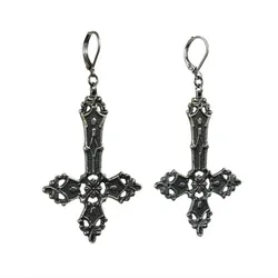 Goth Inverted Cross Earrings Satanic Crucifix Witchy Alternative Gothic Witchy Punk Statement Jewelry Fashion Women Gift Trend
