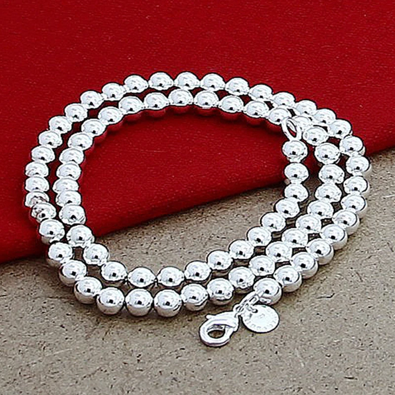 Unisex 925 Silver Bead Chain Necklace, Multiple Sizes