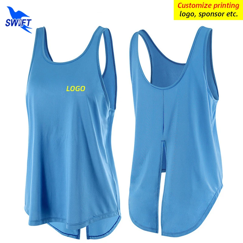 

Customize LOGO Sport Yoga Blouse Vest Women Quick Dry Sleeveless Running Shirt Gym Fitness Crop Top Breathable Singlet Long Back