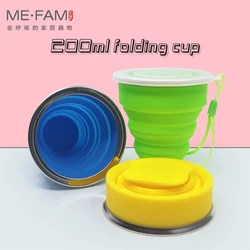 200ML Telescopic Portable Silicone Folding Travel Cup With Dust Cover Collapsible Camping Drink Coffee Cups Children Water Copa