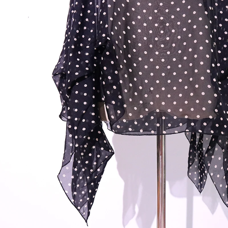 Tendenza estate 2021 delle donne sudcoreane, camicia in Chiffon a pois allentata e sottile Top Casual SSX02