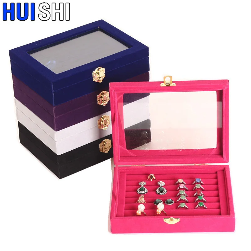 

Nice 20*15*4.8cm Small Velvet Ring Box Jewelry Display Organizer Earrings Holder Storage Jewellery Gift Packaging Stand Showcase