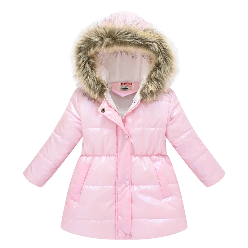 4 6 8 10 Years Girls Jacket Autumn Winter Warm Princess Girls Coat Fashion Waterproof Shiny Hooded Children's Outerwear Clothing