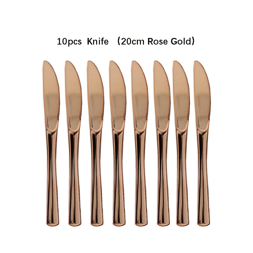 10/16PCS Rose gold einweg geschirr tisch messer gabel löffel besteck geburtstag party dekorationen hochzeit geschlecht enthüllen liefert – Detail 5