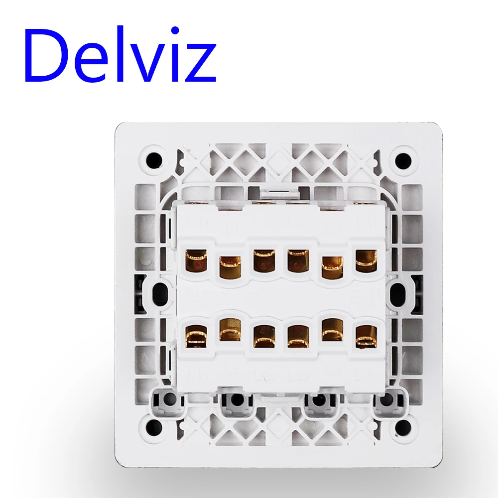 Delviz Grey Crystal glass panel, UK Standard 16A Switch, AC 110V-250V,Universal 86 button switch, 4 Gang 2 Way Wall Light Switch