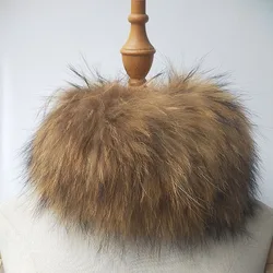 Bufanda de piel de mapache auténtica para mujer, bufandas de piel Natural cálidas tejidas para invierno, calentador de cuello elástico para mujer, diademas de lujo para invierno de Rusia