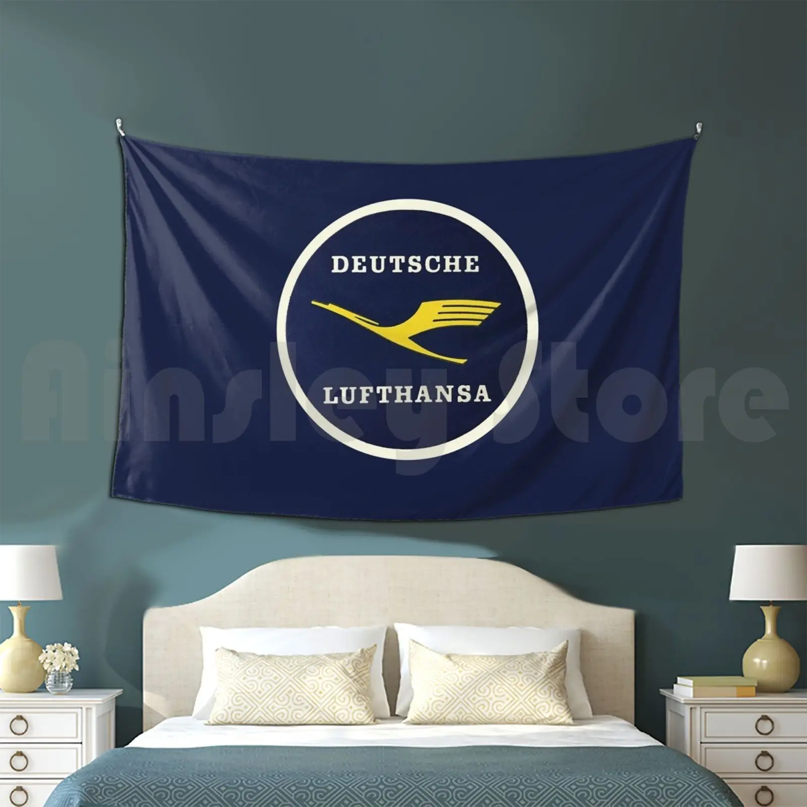 Lufthansa #1 Customized Tapestry Flying Flight Vintage Travel Bloxworth Transportation Nostalgia