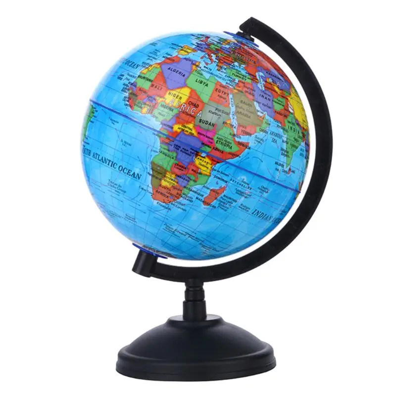 1Pc 5.57in English Globe with Stand 360 Degree Rotation Geography Teaching Globe Adults Children Discovery World Ball