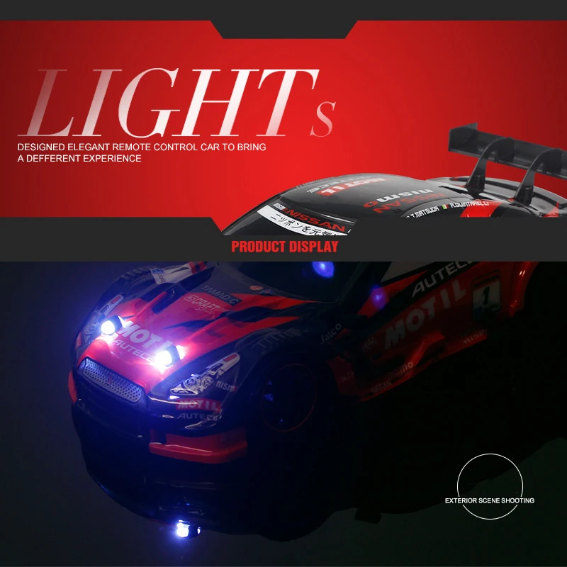 40KM/H High Speed 4WD Drifting RC Car 1:16 Full Scale Proportional Throttle Double Tire Anti-collision Cool Light RC Toy For Kid
