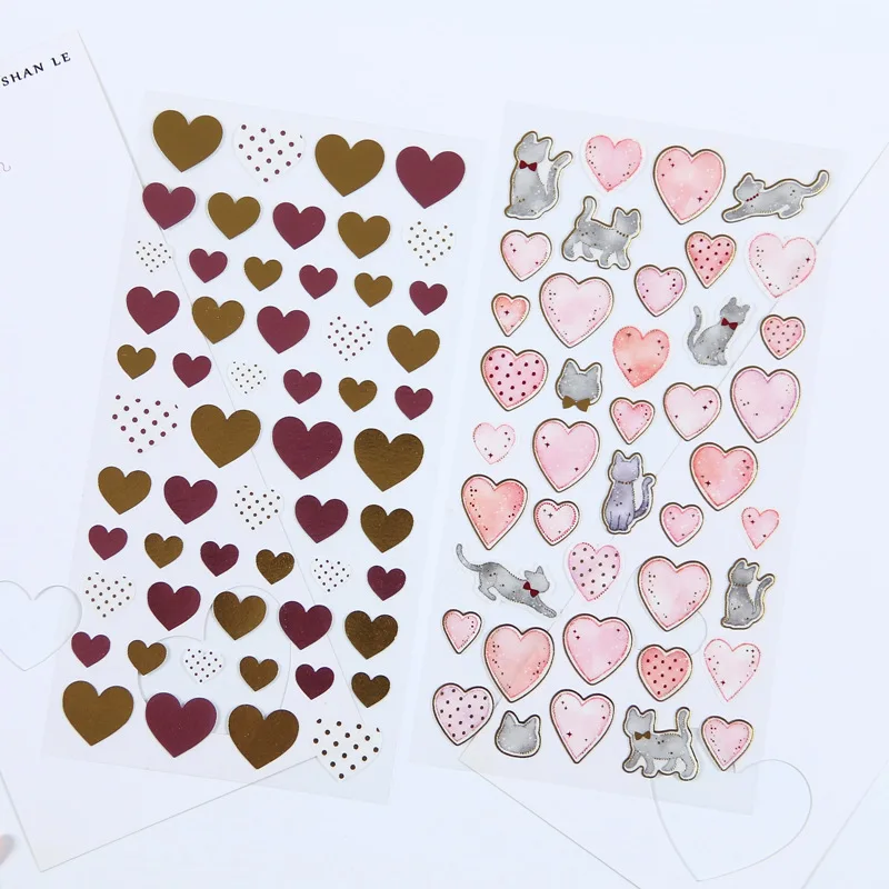 1pcs/lot Kawaii Stationery Stickers Pink love Bronzing Diary Planner Decorative Mobile Stickers Scrapbooking DIY Craft Stickers