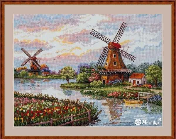 Cross Stitch Kit Packages, Counted Cross-Stitching Kits, New Pattern, Stich Painting Set, Merejka_K-167 _ Windmill House 56-45