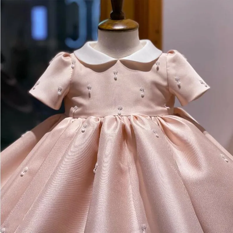 Children First Birthday Party Dresses For Baby Girls Princess White Gown Infant Wedding Vestidos Kids Girl Ceremonial Dress