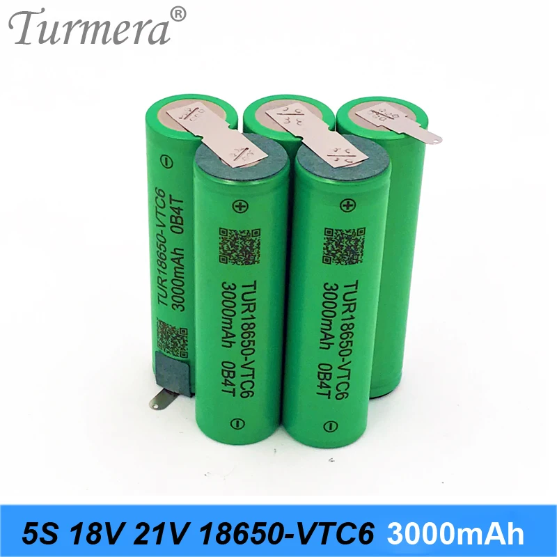 TUR18650VTC6 30A 18650 pack bateria 5s 18V 21V 3000mah VTC6 akumulator do baterii śrubokrętów lub Drone powietrza użyj dostosuj