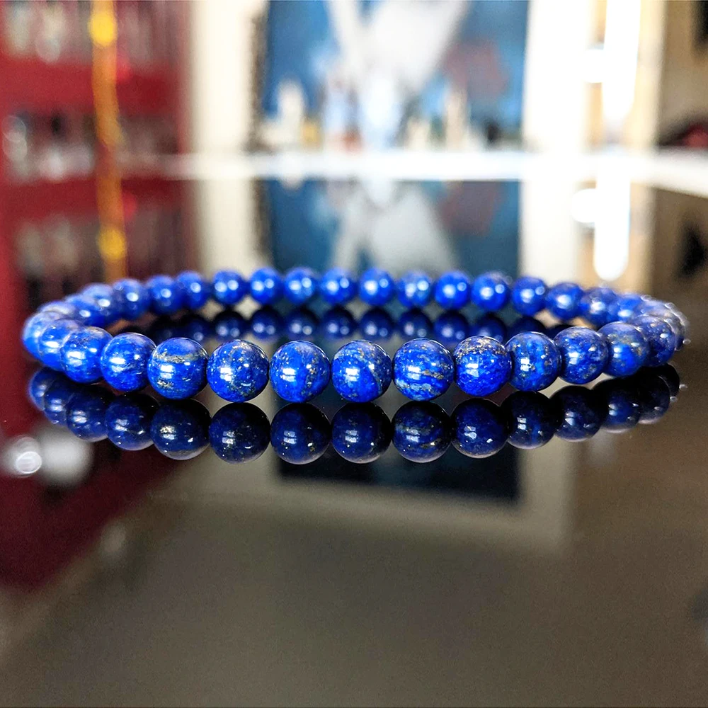 MG1191 AA Garde Natural 6 MM Lapis Lazuli Bead Bracelet for MEN No Dyes Treatment Natural Energy Gemstone Bracelet